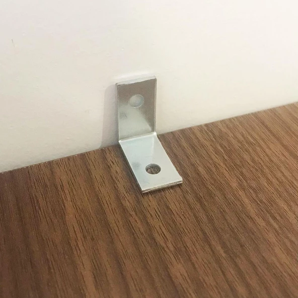 Mobilya Eşya Dolap Duvar Sabitleyici Köşe Bağlantı L Demir Gönye Deprem Güvenliği 25x25x15mm - 4