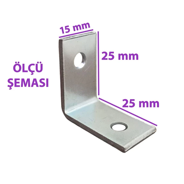 Mobilya Eşya Dolap Duvar Sabitleyici Köşe Bağlantı L Demir Gönye Deprem Güvenliği 25x25x15mm - 2