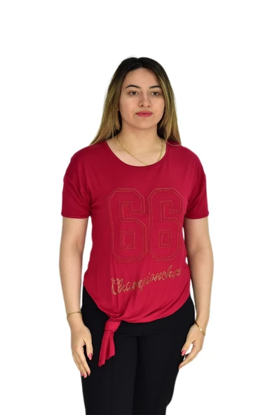 Kadın Kabarma Yazılı Tişört 40668 ST00252 - Resim 3