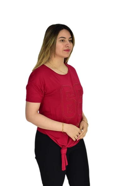 Kadın Kabarma Yazılı Tişört 40668 ST00252 - Resim 8