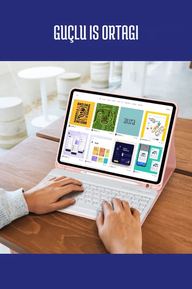 iPad Air 11 inç M2 Çipli 2024 6. Nesil Uyumlu Klavyeli Stand Özellikli Renkli Tablet Kılıfı - Resim 7