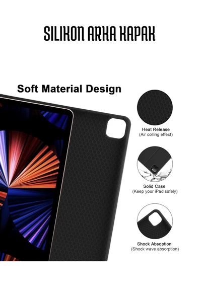iPad Air 11 inç M2 Çipli 2024 6. Nesil Uyumlu Klavyeli Stand Özellikli Renkli Tablet Kılıfı - Resim 4