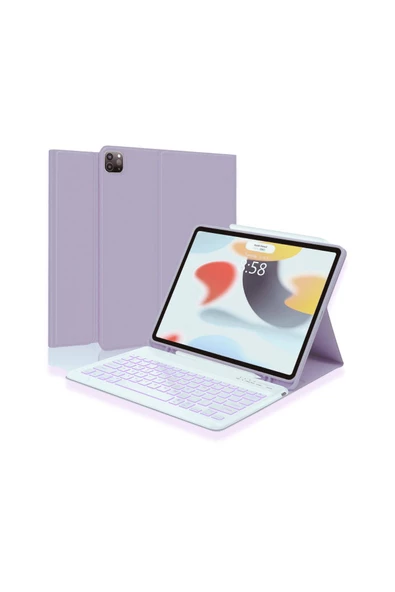 iPad Air 11 inç M2 Çipli 2024 6. Nesil Uyumlu Klavyeli Stand Özellikli Renkli Tablet Kılıfı - Resim 9