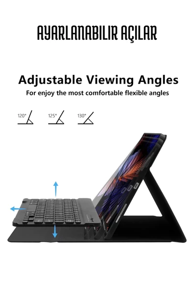 iPad Air 11 inç M2 Çipli 2024 6. Nesil Uyumlu Klavyeli Stand Özellikli Renkli Tablet Kılıfı - Resim 2