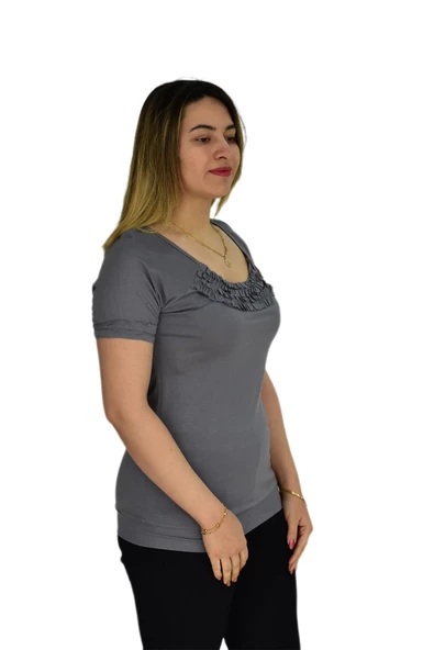 Kadın Kelebek Nakışlı Tişört BRG32895 - Resim 9