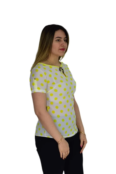 Kadın Puantiyeli Bluz SUF-19177 - Resim 4