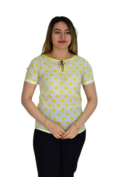 Kadın Puantiyeli Bluz SUF-19177 - Resim 2