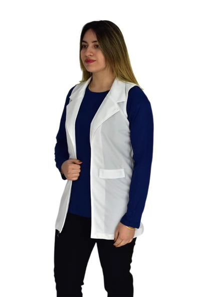 Kadın Krem Renği Krep Yelek RY-16720 - 3