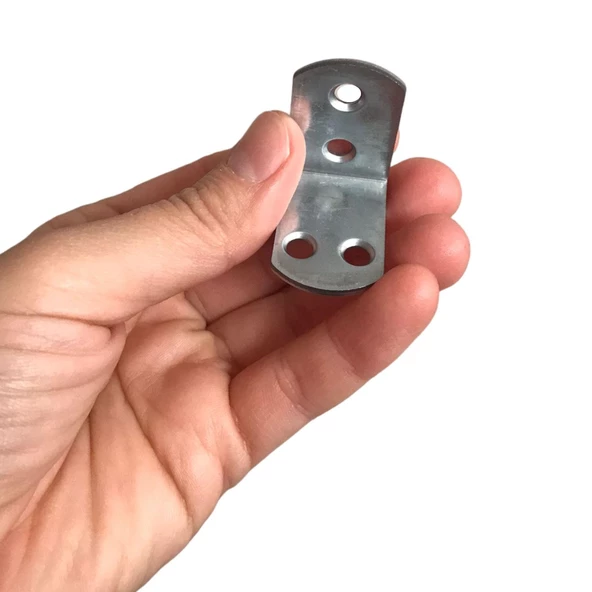 4 Adet Mobilya Eşya Dolap Duvar Sabitleyici Köşe Bağlantı L Demir Gönye Deprem Güvenliği 30x30x22mm - 3