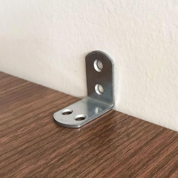4 Adet Mobilya Eşya Dolap Duvar Sabitleyici Köşe Bağlantı L Demir Gönye Deprem Güvenliği 30x30x22mm - 4