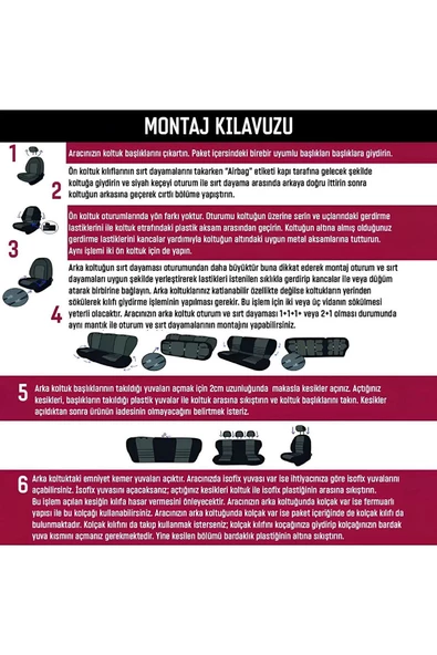 Vira Serisi Araba Koltuk Kılıfı Seti Hava Yastığına Uygun Sertifikalı Koruma Bej 2+1 Ticari - 5