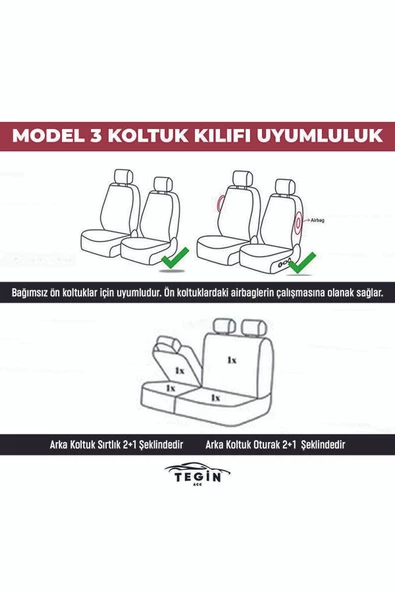 Vira Serisi Araba Koltuk Kılıfı Seti Hava Yastığına Uygun Sertifikalı Koruma Bej 2+1 Ticari - 4