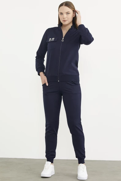 Fermuarlı Jogger Eşofman Takım - Lacivert - Resim 2