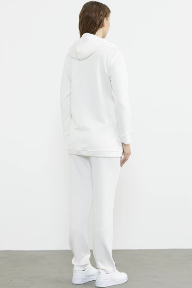 Kapitoneli Scuba Eşofman Takım - Ekru - Resim 6