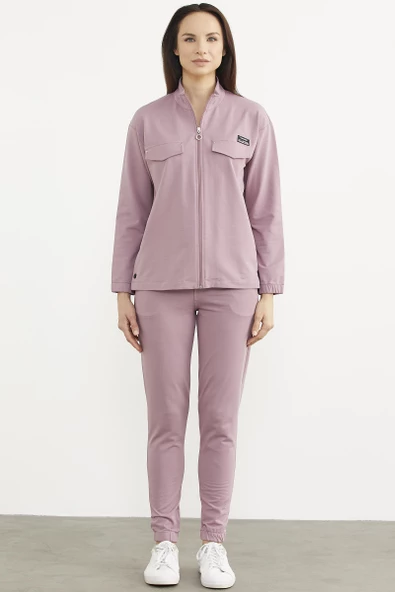 Oversize Cep Detaylı Eşofman Takım - Lila ürün görseli 1