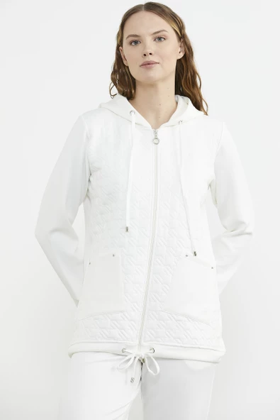 Kapitoneli Scuba Eşofman Takım - Ekru - Resim 4