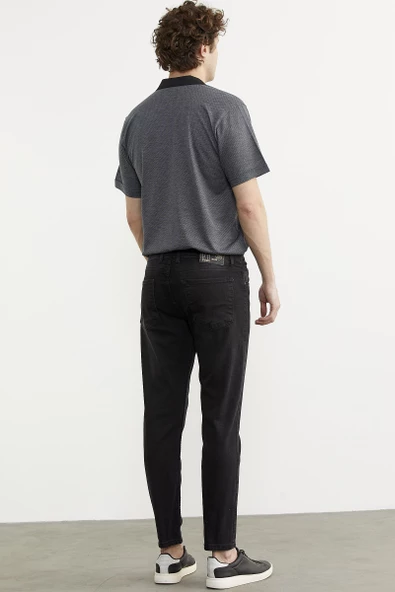 Eskitme Yıkamalı Slim Fit Jean Pantolon - Siyah - 5