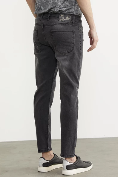 Eskitme Yıkamalı Slim Fit Jean Pantolon - Gri - 5