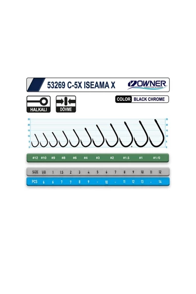 Owner 53269 C-5x iseama X Black Chrome Sazan İğnesi - 2