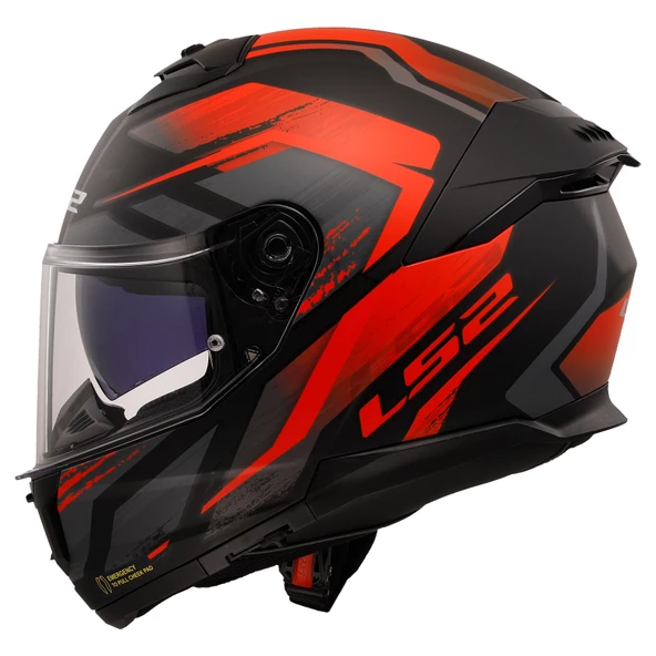 LS2 STREAM 2 FURY MAT SİYAH-GRİ-KIRMIZI KASK M - 6