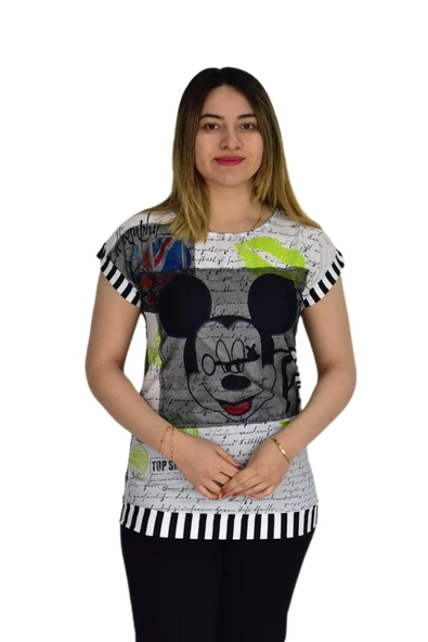 Kadım Fileli Baskılı Tişört MK-18345 - 2