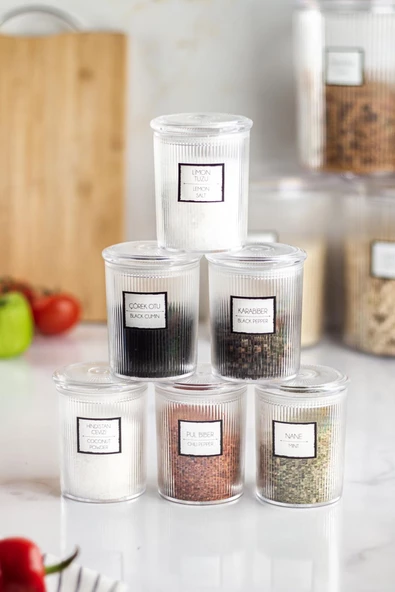 6'lı Barok Yuvarlak Baharat Kavanoz Seti & Saklama Kabı & Erzak Kabı (6*250 ML) - 2