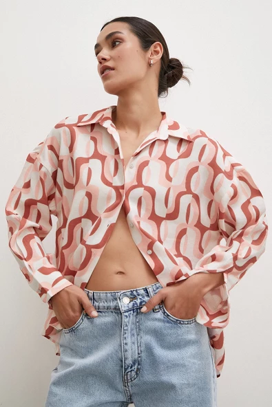 90'lar Pop Gömlek Krem ürün görseli 1