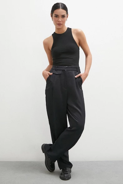 Kemer Detaylı Klasik Pantolon Siyah - Resim 2