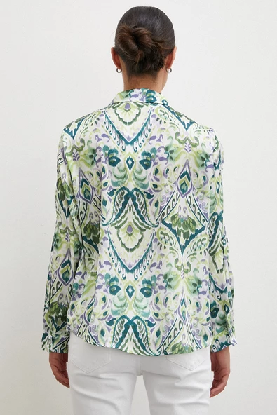 Saten Gömlek Yeşil - 4