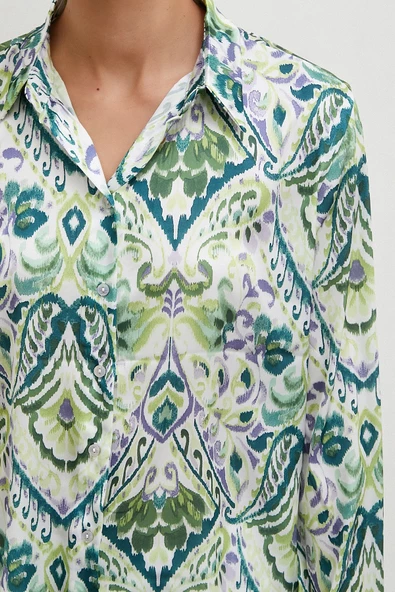 Saten Gömlek Yeşil - 3