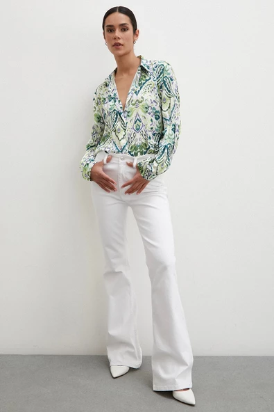 Saten Gömlek Yeşil - 5