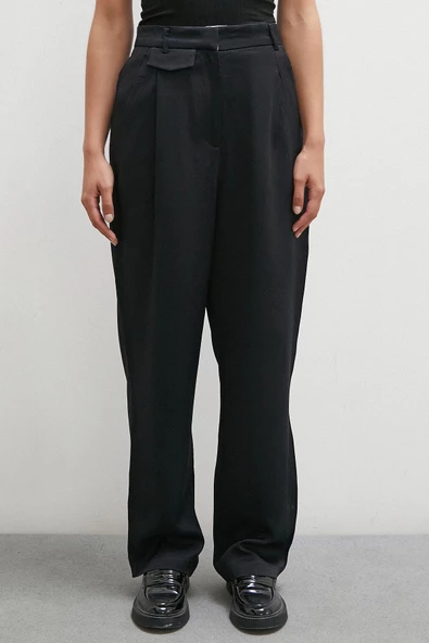 Kemer Detaylı Klasik Pantolon Siyah - Resim 5