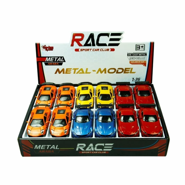 TIN-80133-12 Çekbırak 1:36 Die Cast Spor Araba - 1 adet stokta olan gönderilir