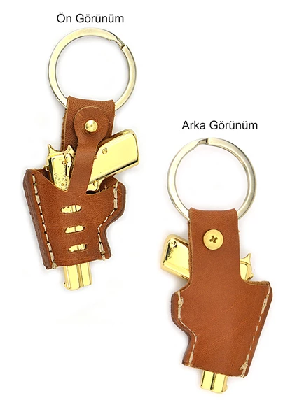 14 lü Tabanca Deri Kılıflı Anahtarlık (Gold Görünümlü) - 3