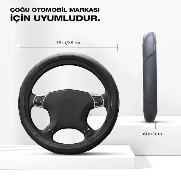 Michelin Mc1003naz Premium Suni Deri Direksiyon Kılıfı Mavi - 10