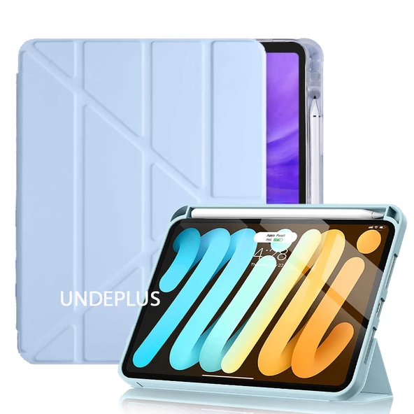 Apple iPad Air 11inç M2/M3 2025-2024 Kılıf Kalem Bölmeli Trifolding Case - 6