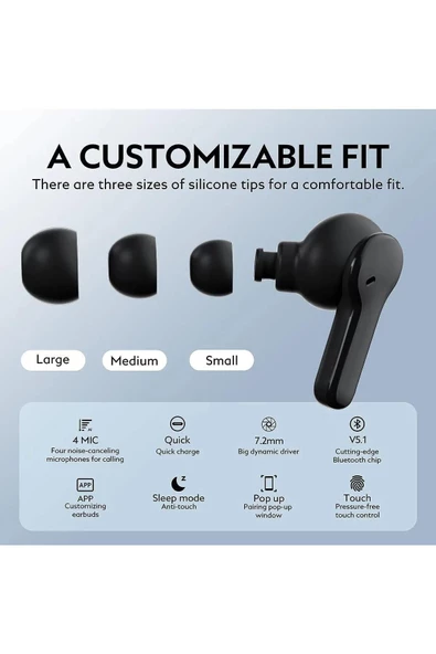 Qcy T13 Bluetooth 5.1 Kulakiçi Kulaklık Siyah - 5