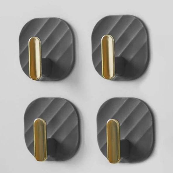 Askı Dolap Kapak Kulpu Gri 2 'li Yapışkanlı Retro Askılık - 3