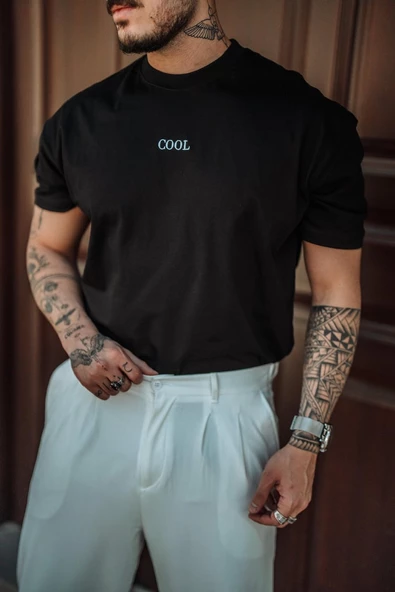 Erkek Cool Nakışlı Regular Bisiklet Yaka T-Shirt - 3