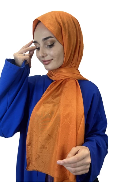 Piramit Monogram Şal, Özel Desenli Elegant Şal 01008  ORANGE ürün görseli