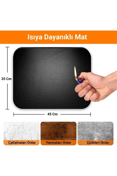 Valerine Life Airfryer Matı Isıya Dayanıklı Su Geçirmez Kaymaz Yıkanabilir Siyah Pad 35x45cm - 2
