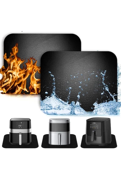 Valerine Life Airfryer Matı Isıya Dayanıklı Su Geçirmez Kaymaz Yıkanabilir Siyah Pad 35x45cm ürün görseli 1