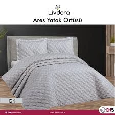 Livdora Tek Kişilik yatak Örtüsü Takımı  Ares Gri