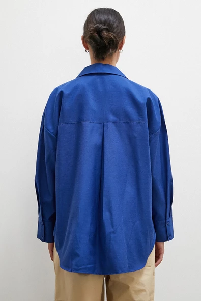 Poplin Gömlek Lacivert - Resim 3