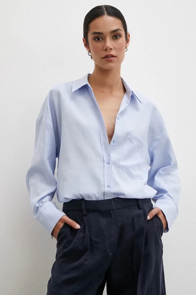 Robalı Klasik Gömlek Buz Mavisi ürün görseli