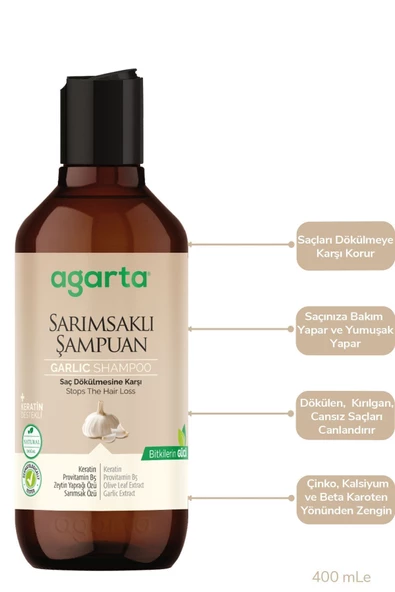 Agarta Doğal Sarımsaklı Saç Dökülmesine Karşı Şampuan 400 ml