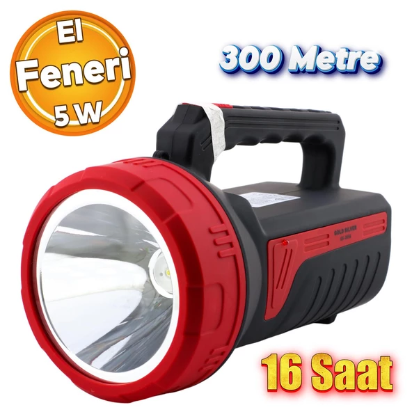 Şarjlı El Feneri Sarj Edilebilir Projektör Fener 16 Saat Led El Lambası 5W 4000 Mah Beyaz Işık