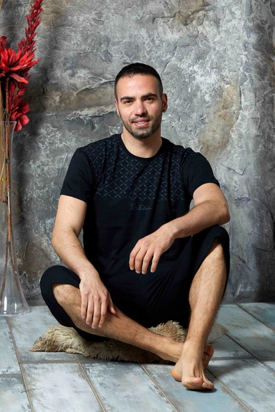 Pamuklu Desenli Kapri Erkek Pijama Takımı - 4