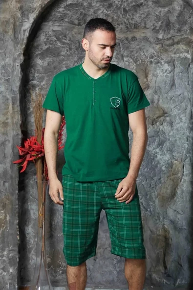 Pamuklu Desenli Kapri Erkek Pijama Takımı - 7