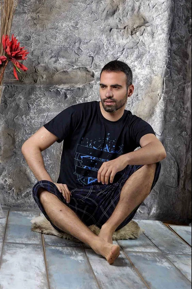 Pamuklu Desenli Kapri Erkek Pijama Takımı - 2